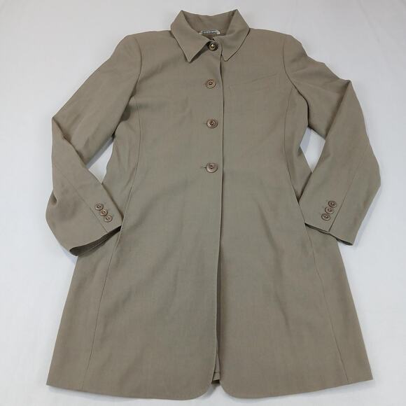 MaxMara Coat Womens Small Taupe Beige Wool Blend Long Jacket Made in Italy Lined - Picture 14 of 14